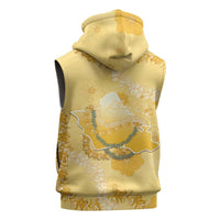 Hawaii Oahu Island Flowers Lei Sleeveless Zip Hoodie Yellow Ilima Mix Plumeria LT7 - Polynesian Pride