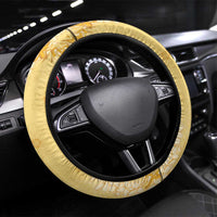 Hawaii Oahu Island Flowers Lei Steering Wheel Cover Yellow Ilima Mix Plumeria LT7 Universal Fit Yellow - Polynesian Pride