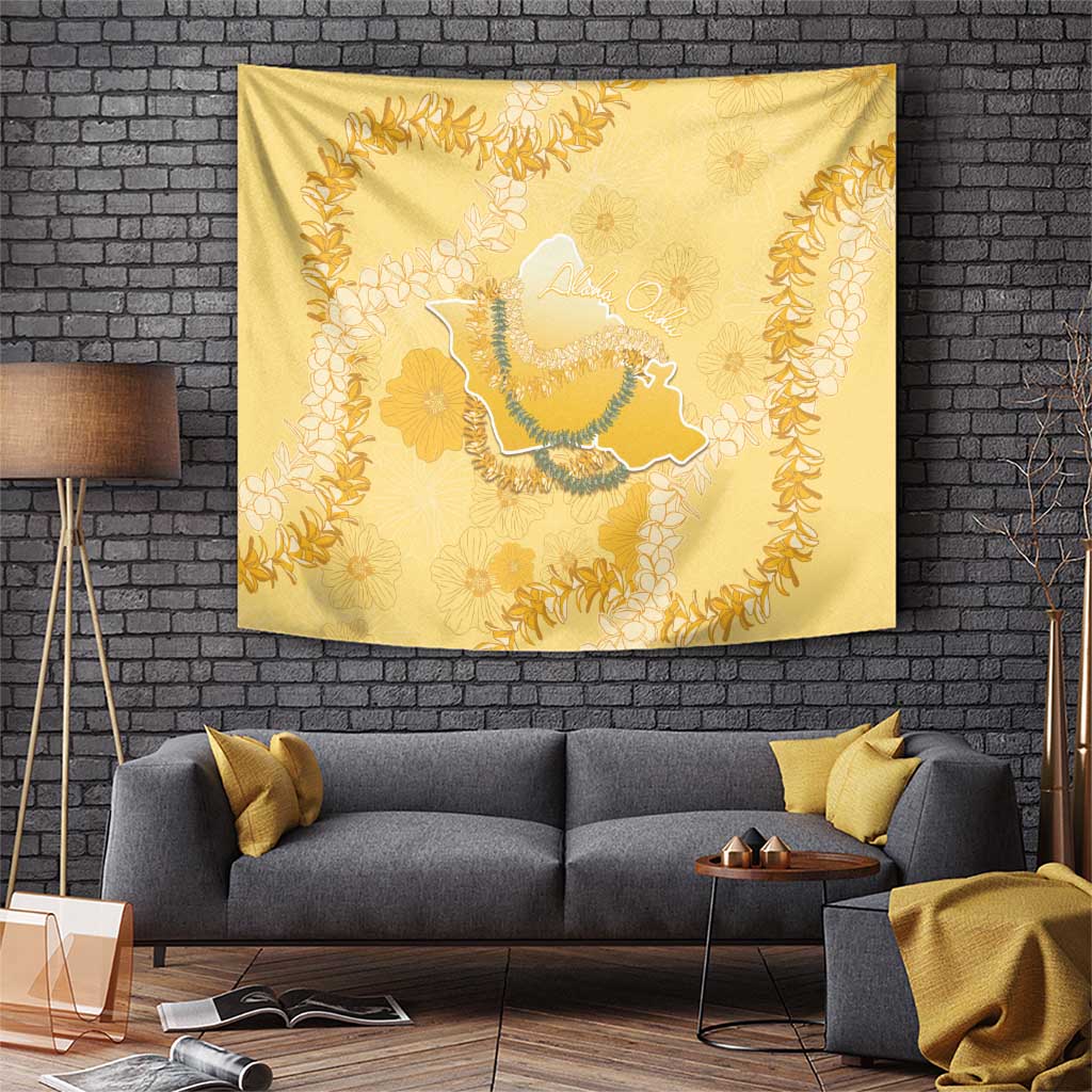 Hawaii Oahu Island Flowers Lei Tapestry Yellow Ilima Mix Plumeria LT7 Yellow - Polynesian Pride