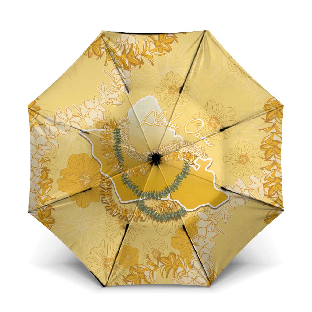 Hawaii Oahu Island Flowers Lei Umbrella Yellow Ilima Mix Plumeria LT7 One Size Folded 11.42 inch Opened Diameter 37.4 inch Yellow - Polynesian Pride