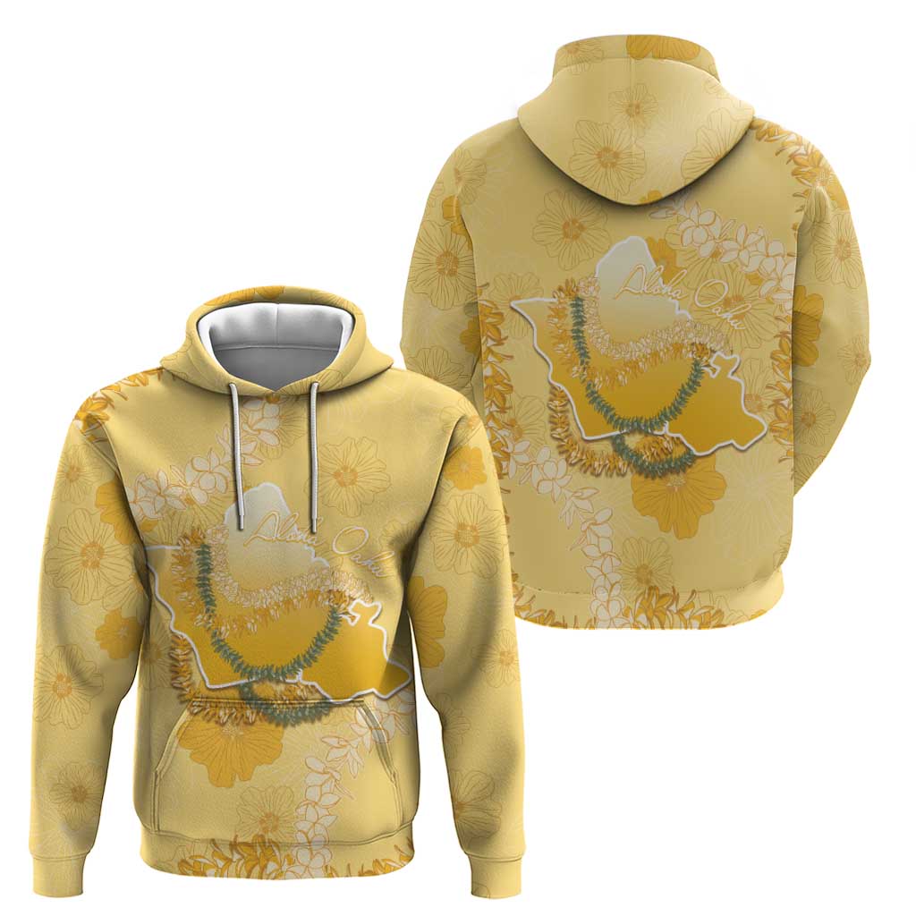 Hawaii Oahu Island Flowers Lei Zip Hoodie Yellow Ilima Mix Plumeria LT7 - Polynesian Pride