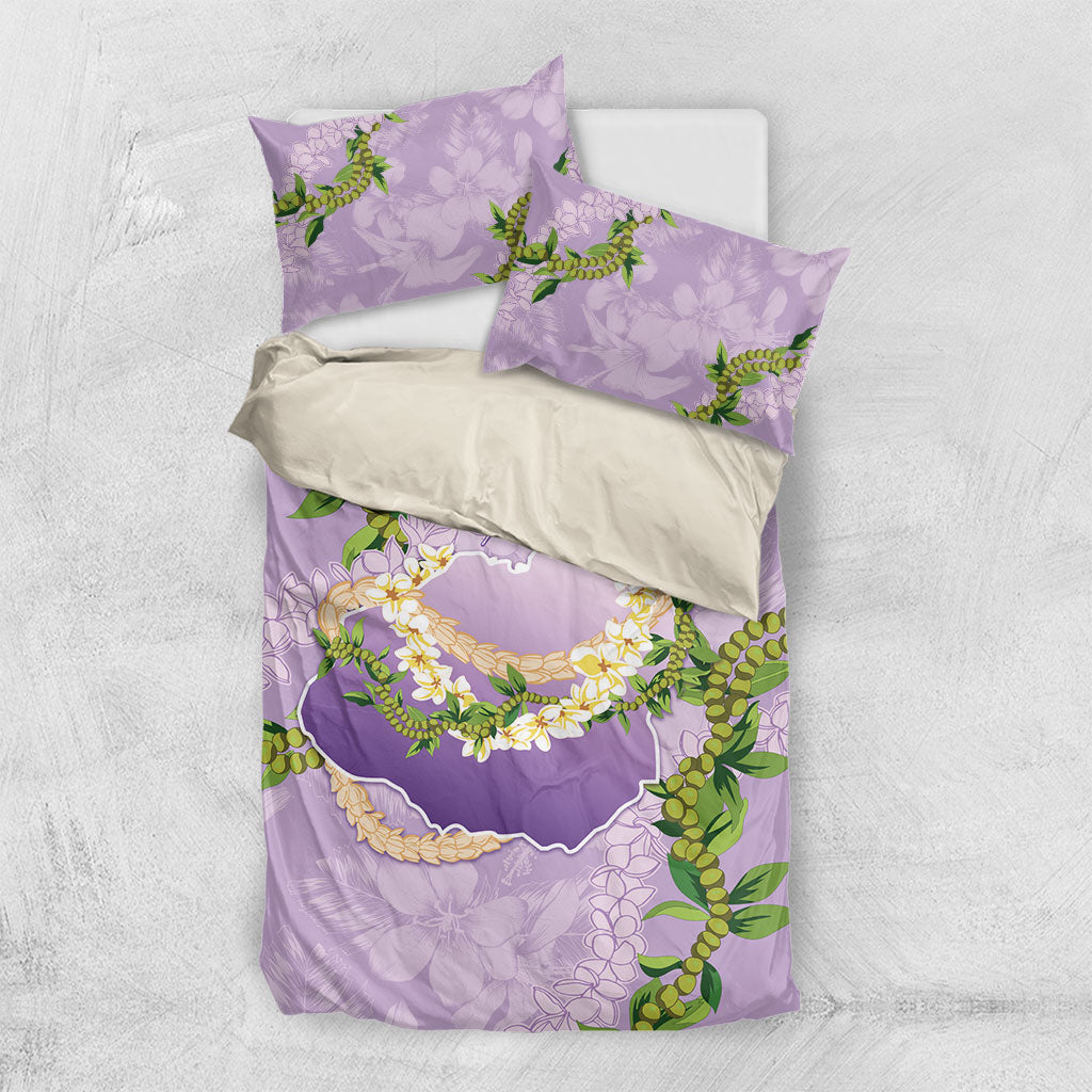 Hawaii Kauai Island Flowers Lei Bedding Set Mokihana Lei LT7 US Twin 172cm x 218cm Lavender - Polynesian Pride