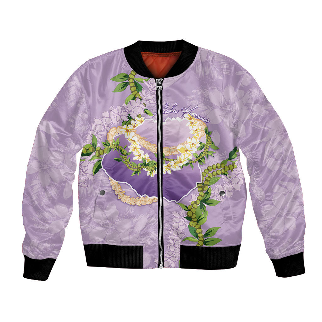 Hawaii Kauai Island Flowers Lei Bomber Jacket Mokihana Lei