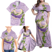 Hawaii Kauai Island Flowers Lei Family Matching Off Shoulder Maxi Dress and Hawaiian Shirt Mokihana Lei LT7 - Polynesian Pride