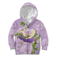 Hawaii Kauai Island Flowers Lei Kid Hoodie Mokihana Lei LT7 Zip Hoodie Lavender - Polynesian Pride
