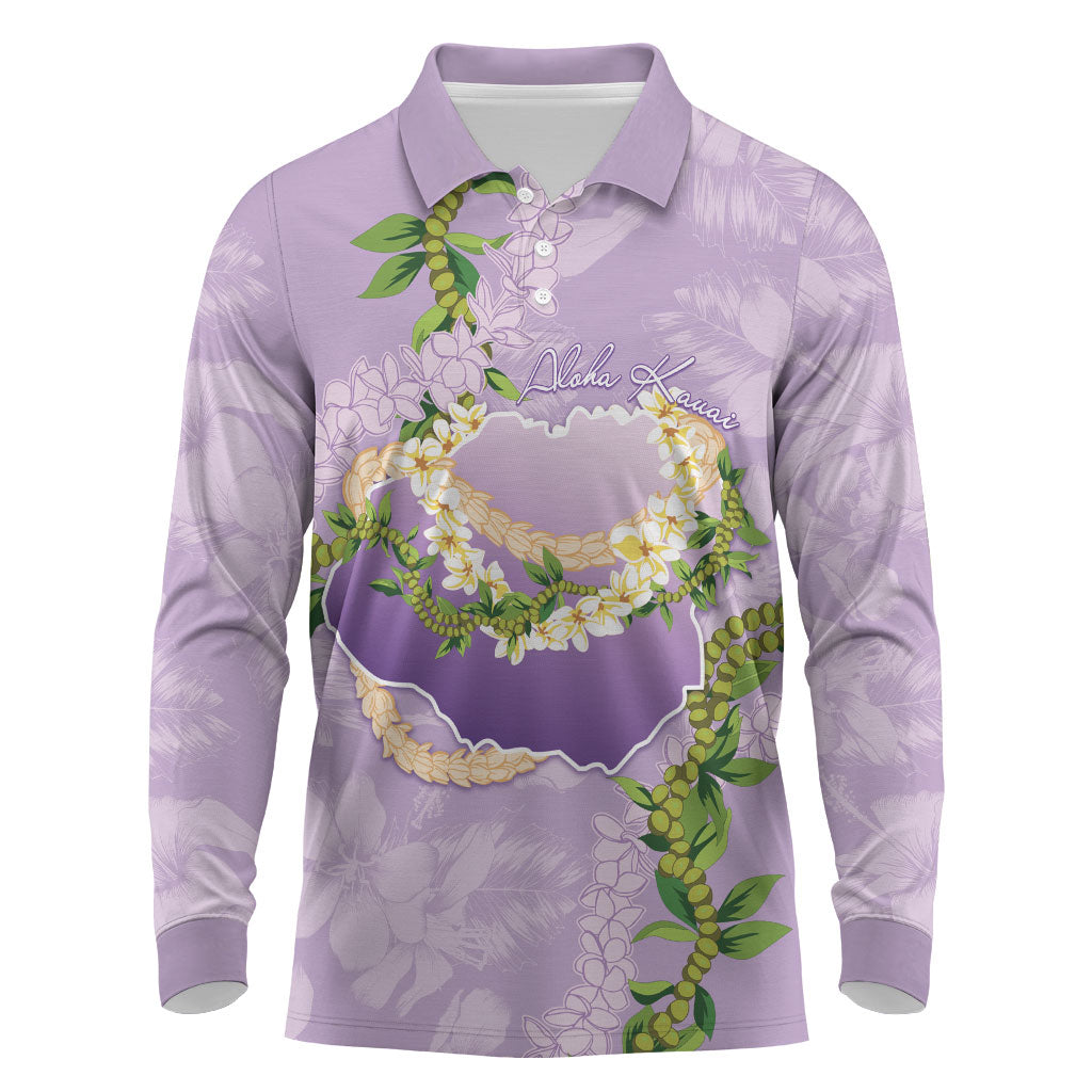 Hawaii Kauai Island Flowers Lei Long Sleeve Polo Shirt Mokihana Lei