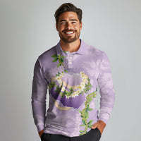 Hawaii Kauai Island Flowers Lei Long Sleeve Polo Shirt Mokihana Lei LT7 - Polynesian Pride