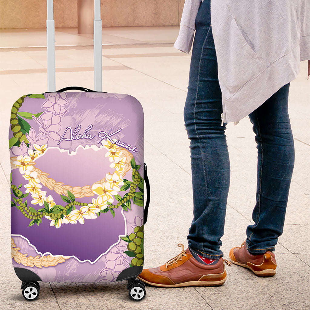 Hawaii Kauai Island Flowers Lei Luggage Cover Mokihana Lei LT7 Lavender - Polynesian Pride