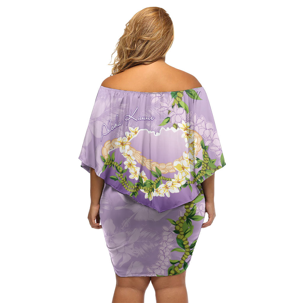 Hawaii Kauai Island Flowers Lei Off Shoulder Short Dress Mokihana Lei LT7 - Polynesian Pride