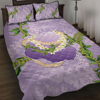 Hawaii Kauai Island Flowers Lei Quilt Bed Set Mokihana Lei