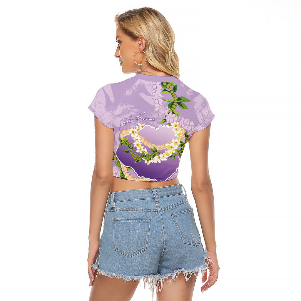 Hawaii Kauai Island Flowers Lei Raglan Cropped T Shirt Mokihana Lei LT7 - Polynesian Pride