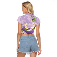 Hawaii Kauai Island Flowers Lei Raglan Cropped T Shirt Mokihana Lei LT7 - Polynesian Pride