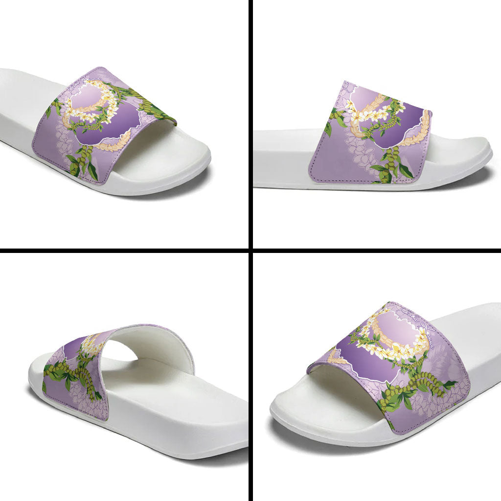 Hawaii Kauai Island Flowers Lei Slide Sandals Mokihana Lei