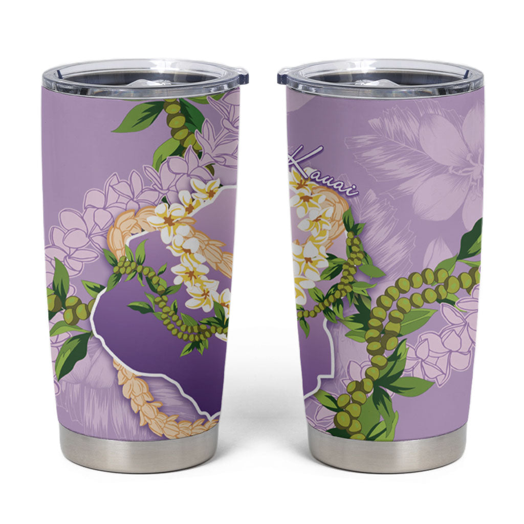 Hawaii Kauai Island Flowers Lei Tumbler Cup Mokihana Lei LT7 Lavender - Polynesian Pride