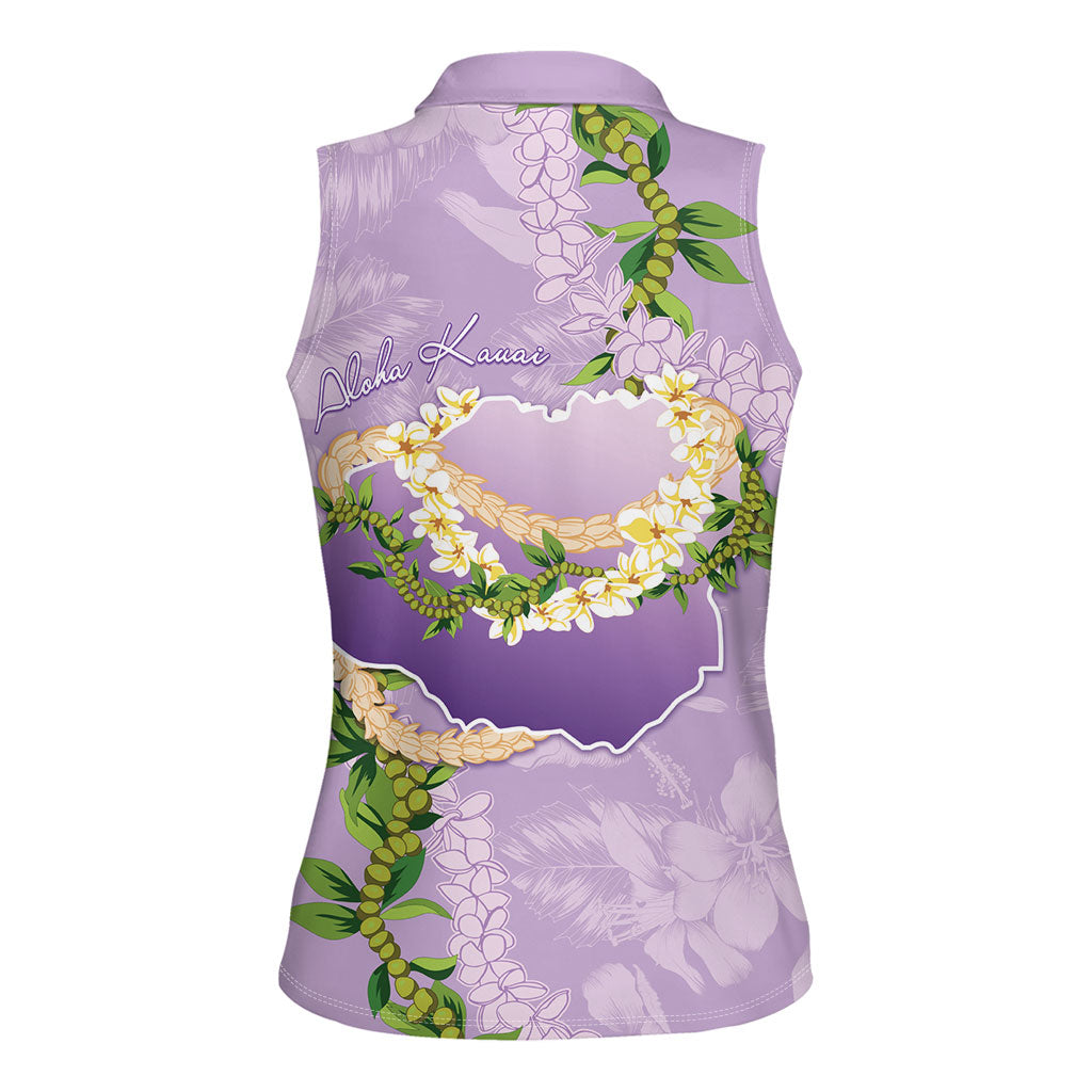 Hawaii Kauai Island Flowers Lei Women Sleeveless Polo Shirt Mokihana Lei