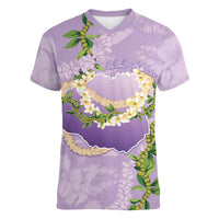 Hawaii Kauai Island Flowers Lei Women V-Neck T-Shirt Mokihana Lei
