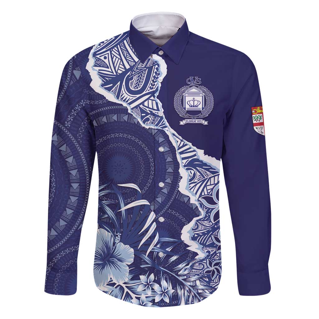 Fiji Queen Victoria School Personalised Family Matching Long Sleeve Bodycon Dress and Hawaiian Shirt Masi Tapa Torn Style