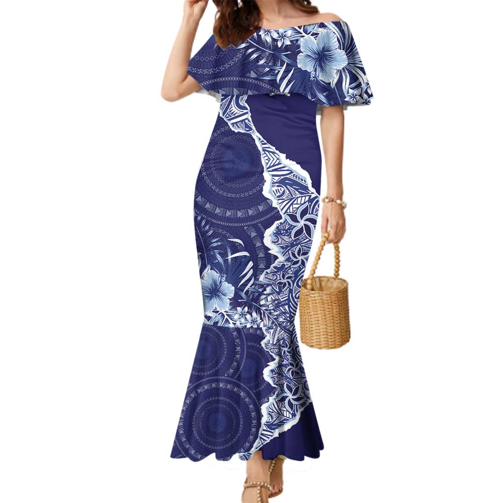 Fiji Queen Victoria School Personalised Family Matching Mermaid Dress and Hawaiian Shirt Masi Tapa Torn Style