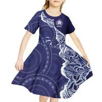 Fiji Queen Victoria School Personalised Kid Short Sleeve Dress Masi Tapa Torn Style