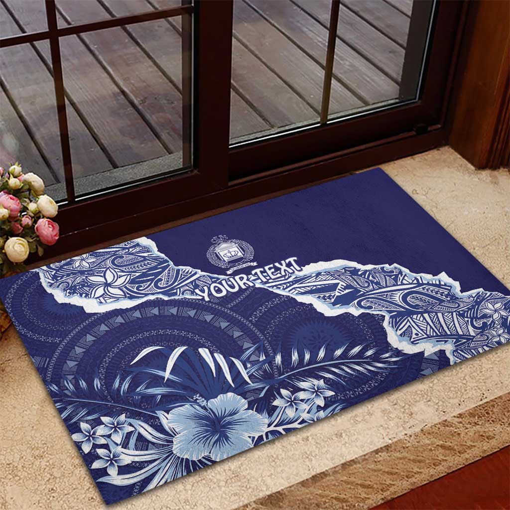 Fiji Queen Victoria School Personalised Rubber Doormat Masi Tapa Torn Style