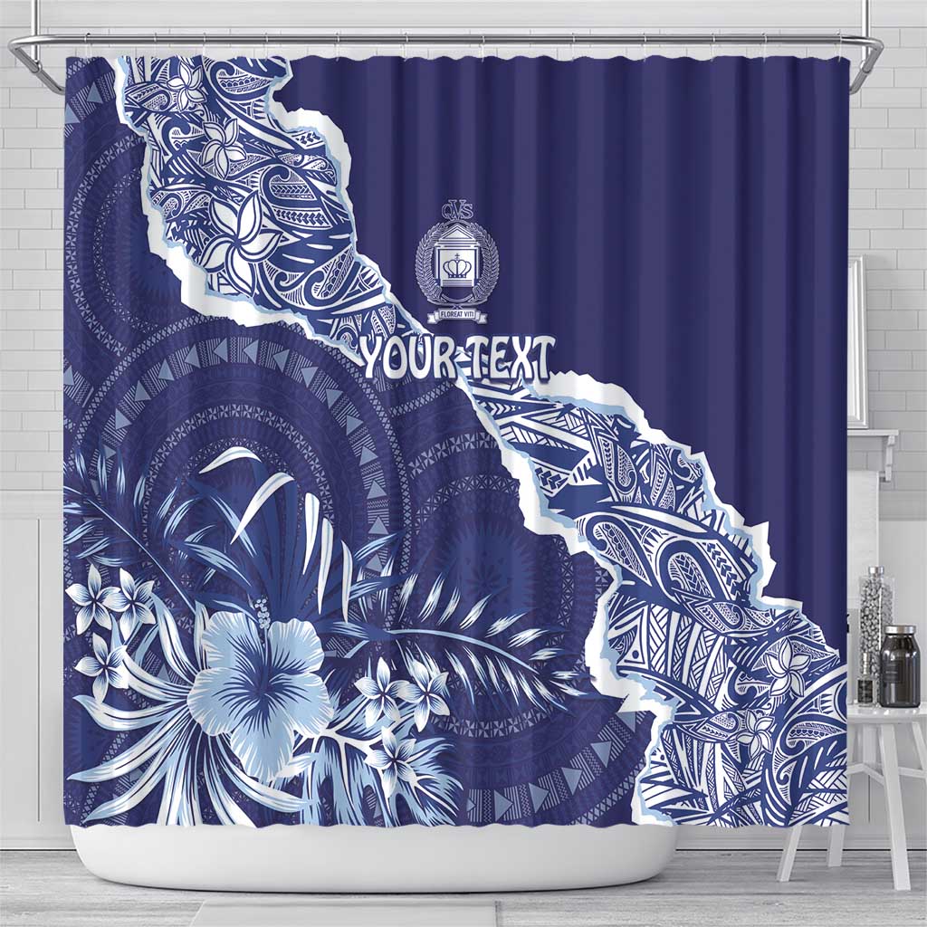 Fiji Queen Victoria School Personalised Shower Curtain Masi Tapa Torn Style