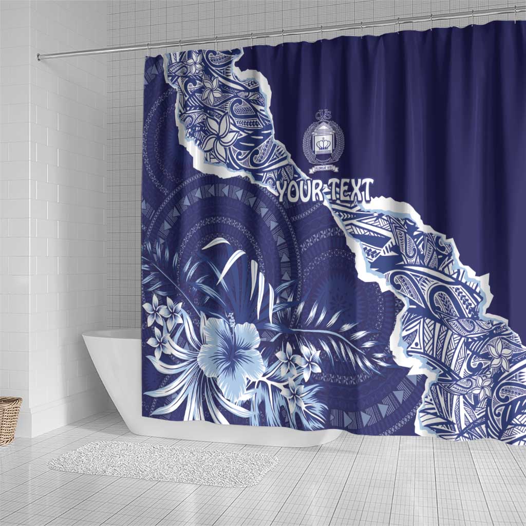 Fiji Queen Victoria School Personalised Shower Curtain Masi Tapa Torn Style