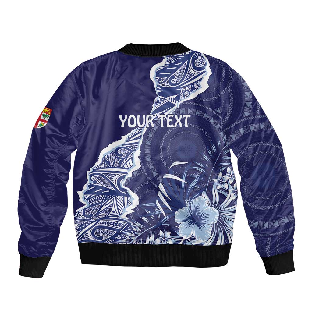 Fiji Queen Victoria School Personalised Sleeve Zip Bomber Jacket Masi Tapa Torn Style