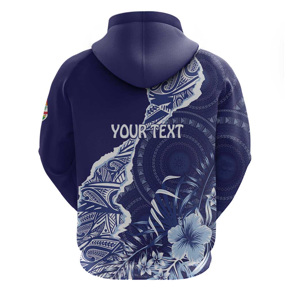 Fiji Queen Victoria School Personalised Zip Hoodie Masi Tapa Torn Style