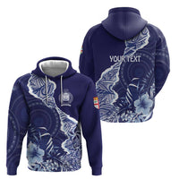 Fiji Queen Victoria School Personalised Zip Hoodie Masi Tapa Torn Style