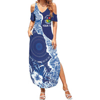 Fiji Lelean Memorial School Personalised Family Matching Summer Maxi Dress and Hawaiian Shirt Korodredre Davuilevu Masi Mix Style