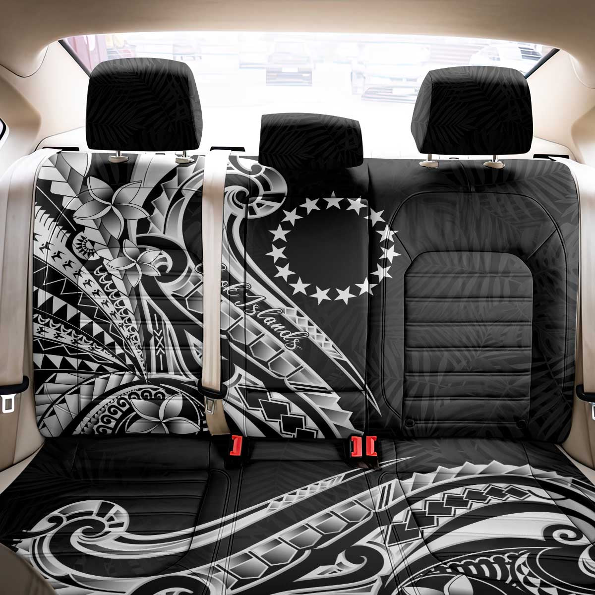 Kia Orana Cook Islands Back Car Seat Cover Kerekere Plumeria Tropical Waves - Polynesian Pride