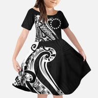 Kia Orana Cook Islands Family Matching Off Shoulder Maxi Dress and Hawaiian Shirt Kerekere Plumeria Tropical Waves - Polynesian Pride