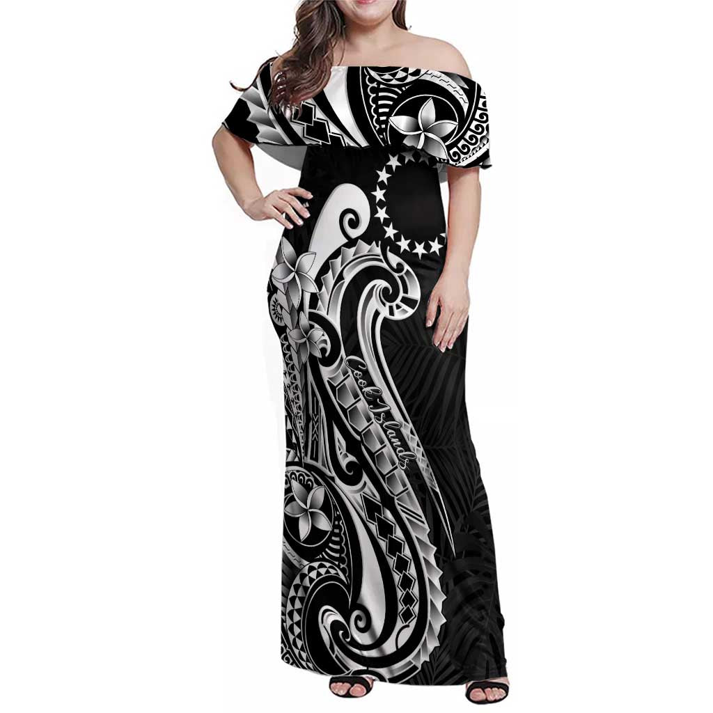 Kia Orana Cook Islands Family Matching Off Shoulder Maxi Dress and Hawaiian Shirt Kerekere Plumeria Tropical Waves - Polynesian Pride