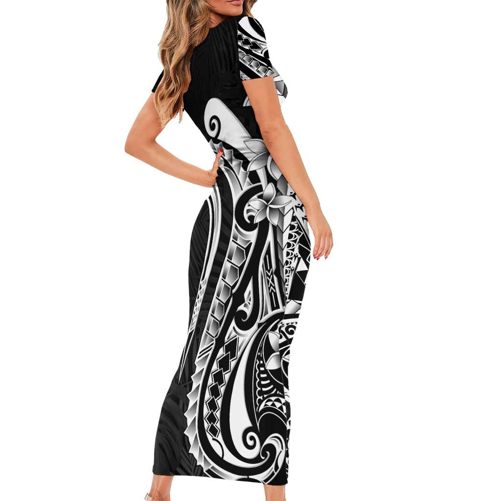 Kia Orana Cook Islands Family Matching Short Sleeve Bodycon Dress and Hawaiian Shirt Kerekere Plumeria Tropical Waves - Polynesian Pride