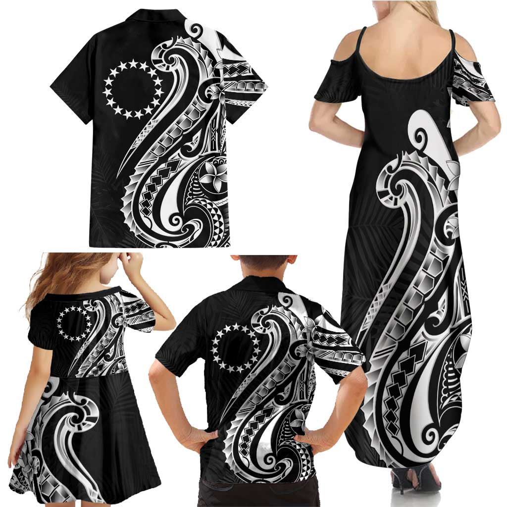 Kia Orana Cook Islands Family Matching Summer Maxi Dress and Hawaiian Shirt Kerekere Plumeria Tropical Waves - Polynesian Pride