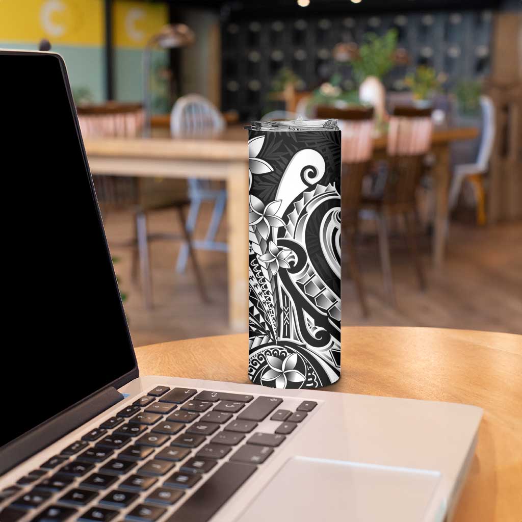 Kia Orana Cook Islands Skinny Tumbler Kerekere Plumeria Tropical Waves - Polynesian Pride