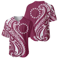 Kia Orana Cook Islands Baseball Jersey Maroon Plumeria Tropical Waves - Polynesian Pride
