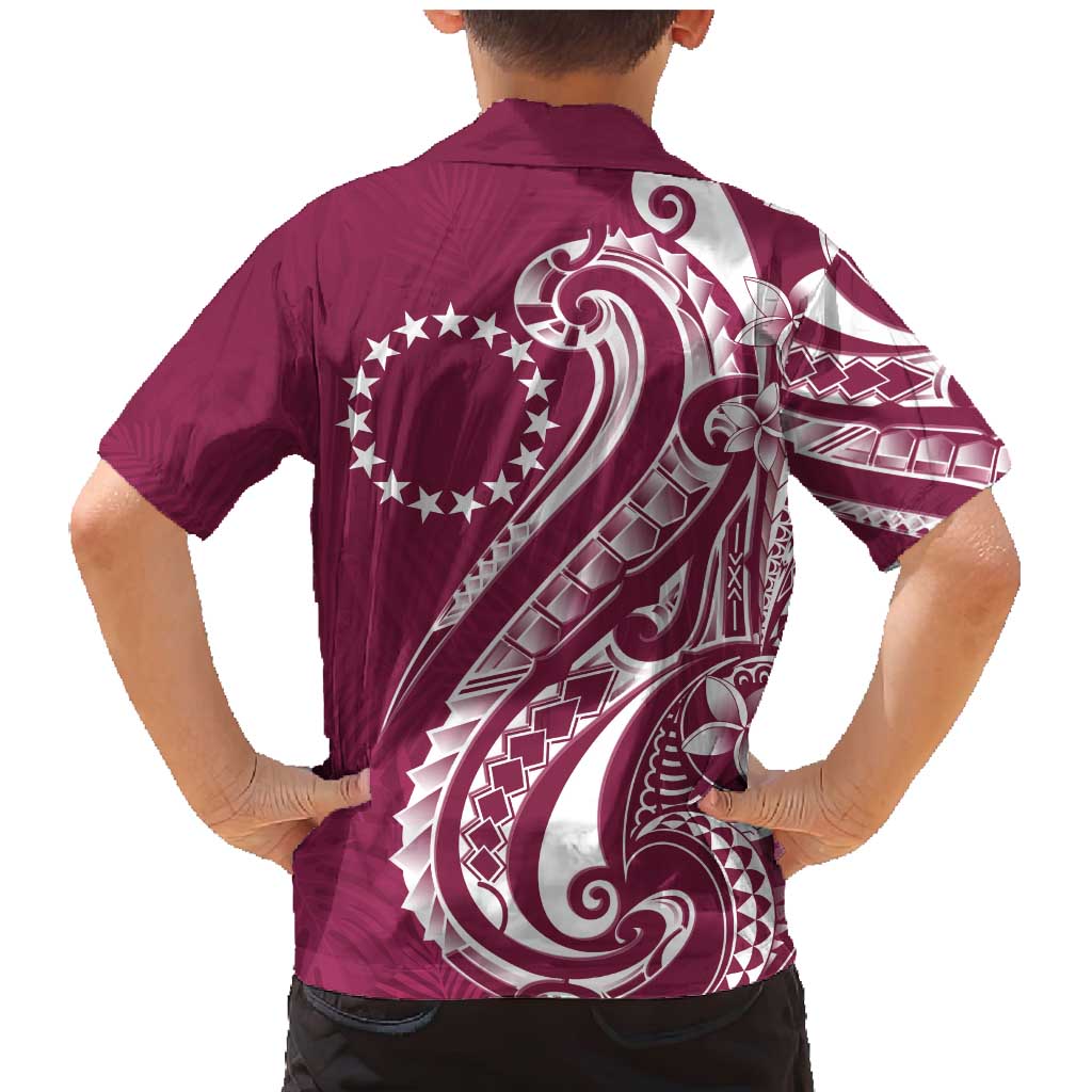 Kia Orana Cook Islands Family Matching Mermaid Dress and Hawaiian Shirt Maroon Plumeria Tropical Waves - Polynesian Pride