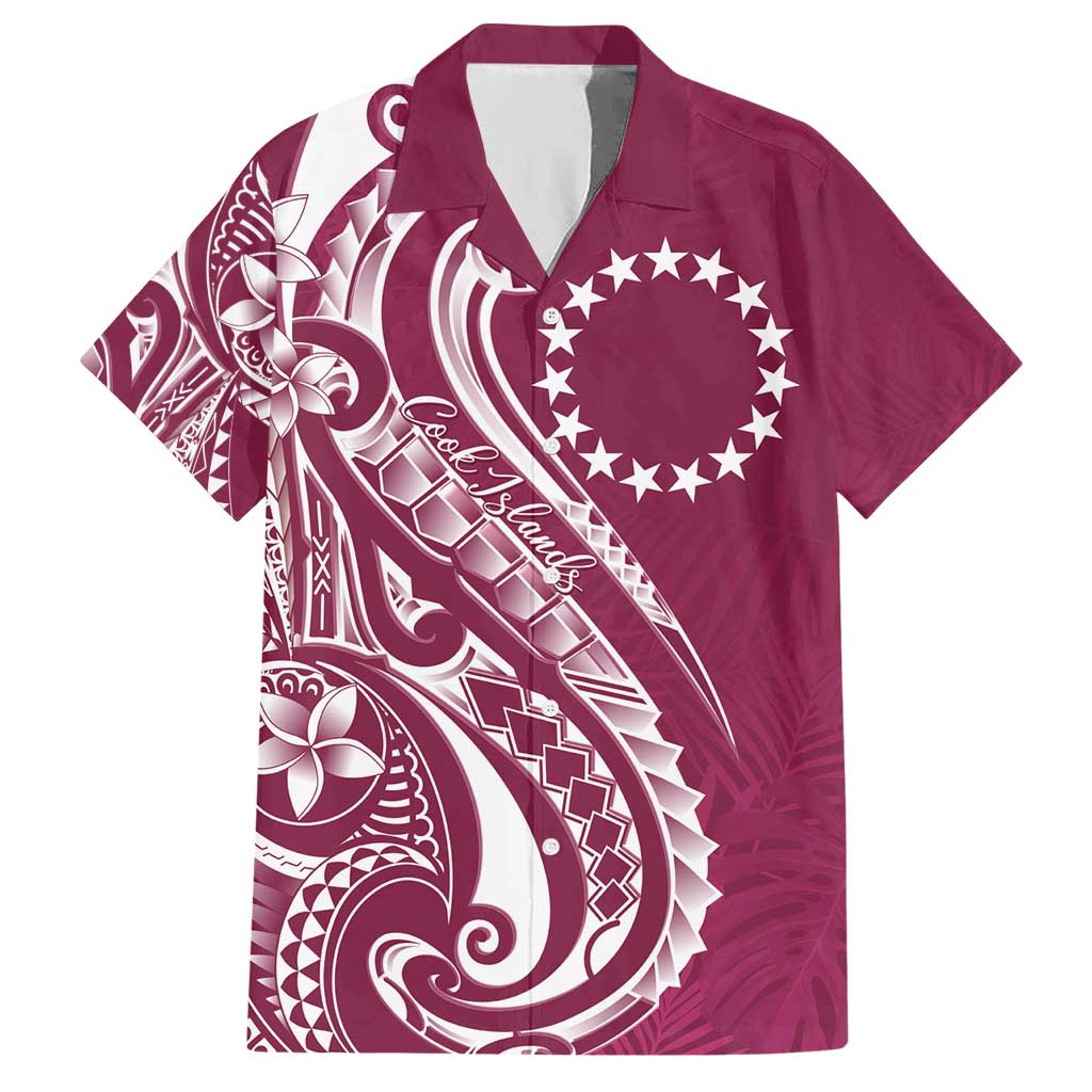 Kia Orana Cook Islands Family Matching Short Sleeve Bodycon Dress and Hawaiian Shirt Maroon Plumeria Tropical Waves - Polynesian Pride