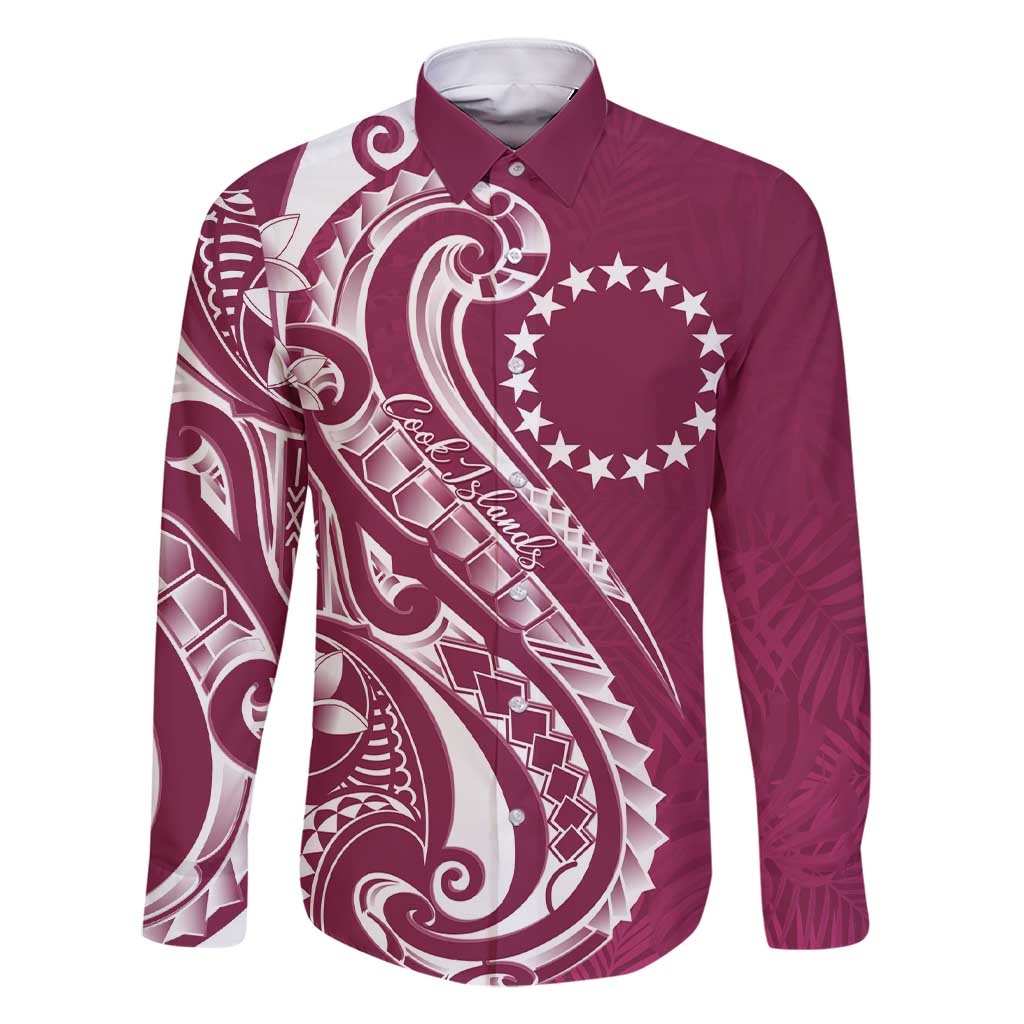 Kia Orana Cook Islands Family Matching Short Sleeve Bodycon Dress and Hawaiian Shirt Maroon Plumeria Tropical Waves - Polynesian Pride