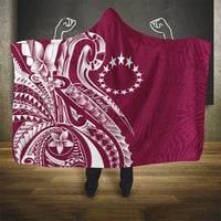 Kia Orana Cook Islands Hooded Blanket Maroon Plumeria Tropical Waves - Polynesian Pride