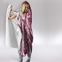 Kia Orana Cook Islands Hooded Blanket Maroon Plumeria Tropical Waves - Polynesian Pride