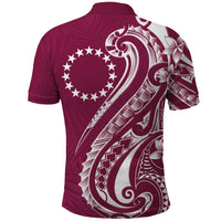 Kia Orana Cook Islands Polo Shirt Maroon Plumeria Tropical Waves - Polynesian Pride