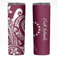 Kia Orana Cook Islands Skinny Tumbler Maroon Plumeria Tropical Waves LT7 Maroon - Polynesian Pride