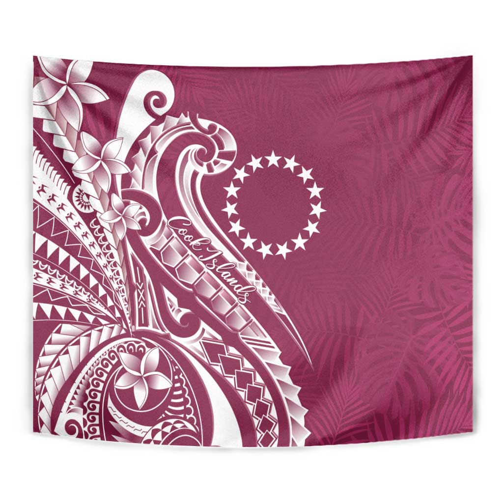 Kia Orana Cook Islands Tapestry Maroon Plumeria Tropical Waves - Polynesian Pride