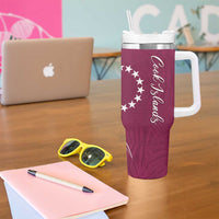 Kia Orana Cook Islands Tumbler With Handle Maroon Plumeria Tropical Waves LT7 - Polynesian Pride
