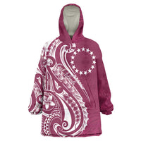 Kia Orana Cook Islands Wearable Blanket Hoodie Maroon Plumeria Tropical Waves LT7 One Size Maroon - Polynesian Pride