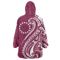 Kia Orana Cook Islands Wearable Blanket Hoodie Maroon Plumeria Tropical Waves LT7 - Polynesian Pride