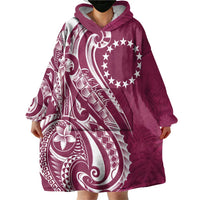 Kia Orana Cook Islands Wearable Blanket Hoodie Maroon Plumeria Tropical Waves LT7 - Polynesian Pride