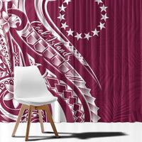 Kia Orana Cook Islands Window Curtain Maroon Plumeria Tropical Waves LT7 - Polynesian Pride